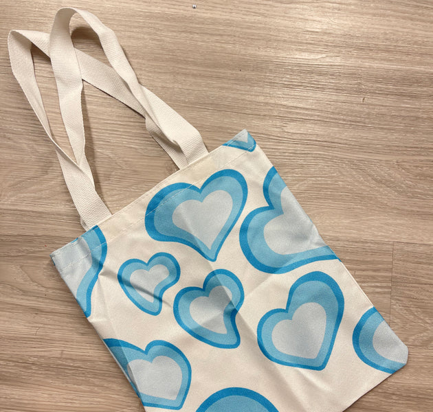 Blue hearts tote bag
