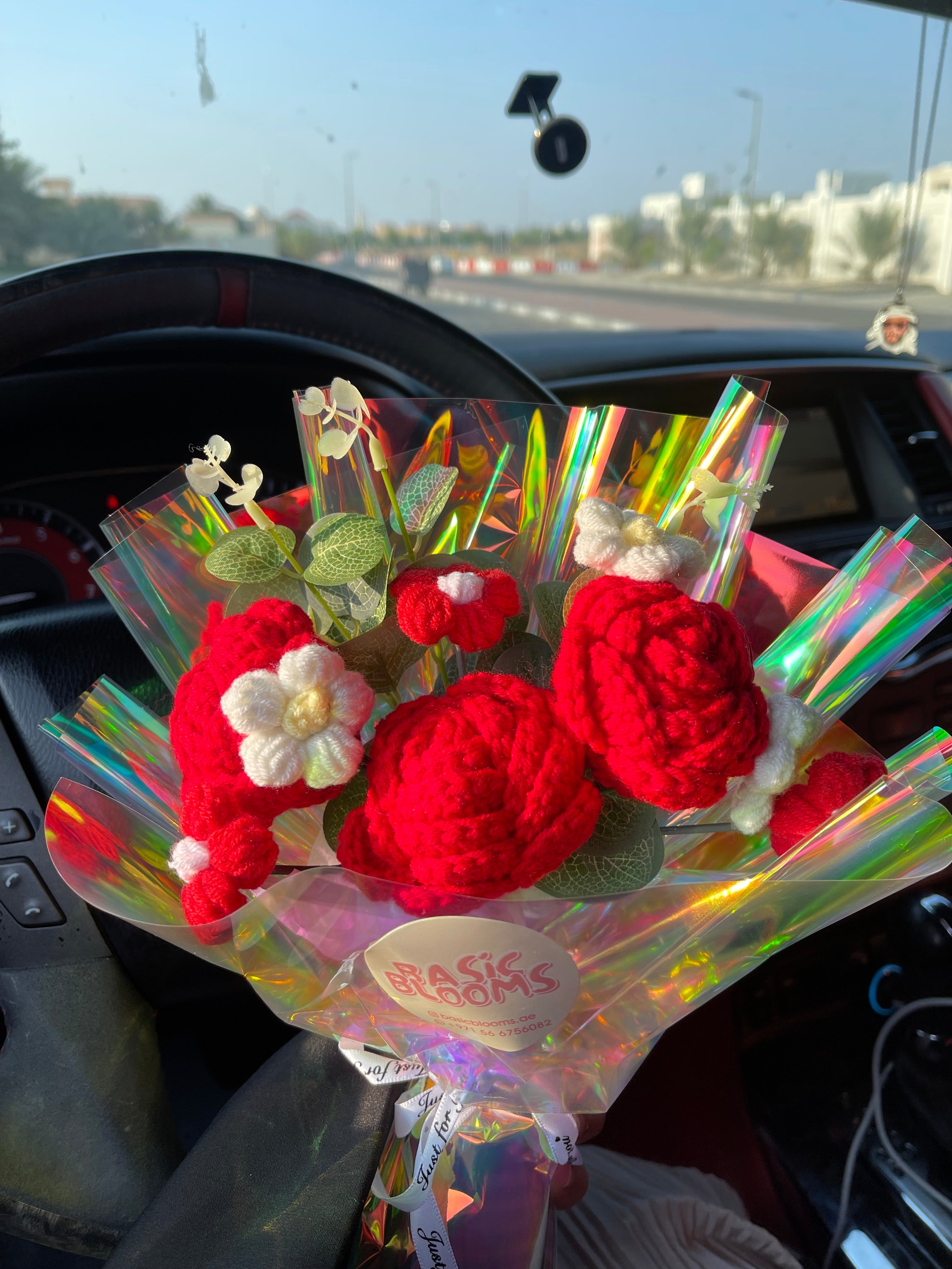 Red Forever/Handmade Crochet flowers bouquet