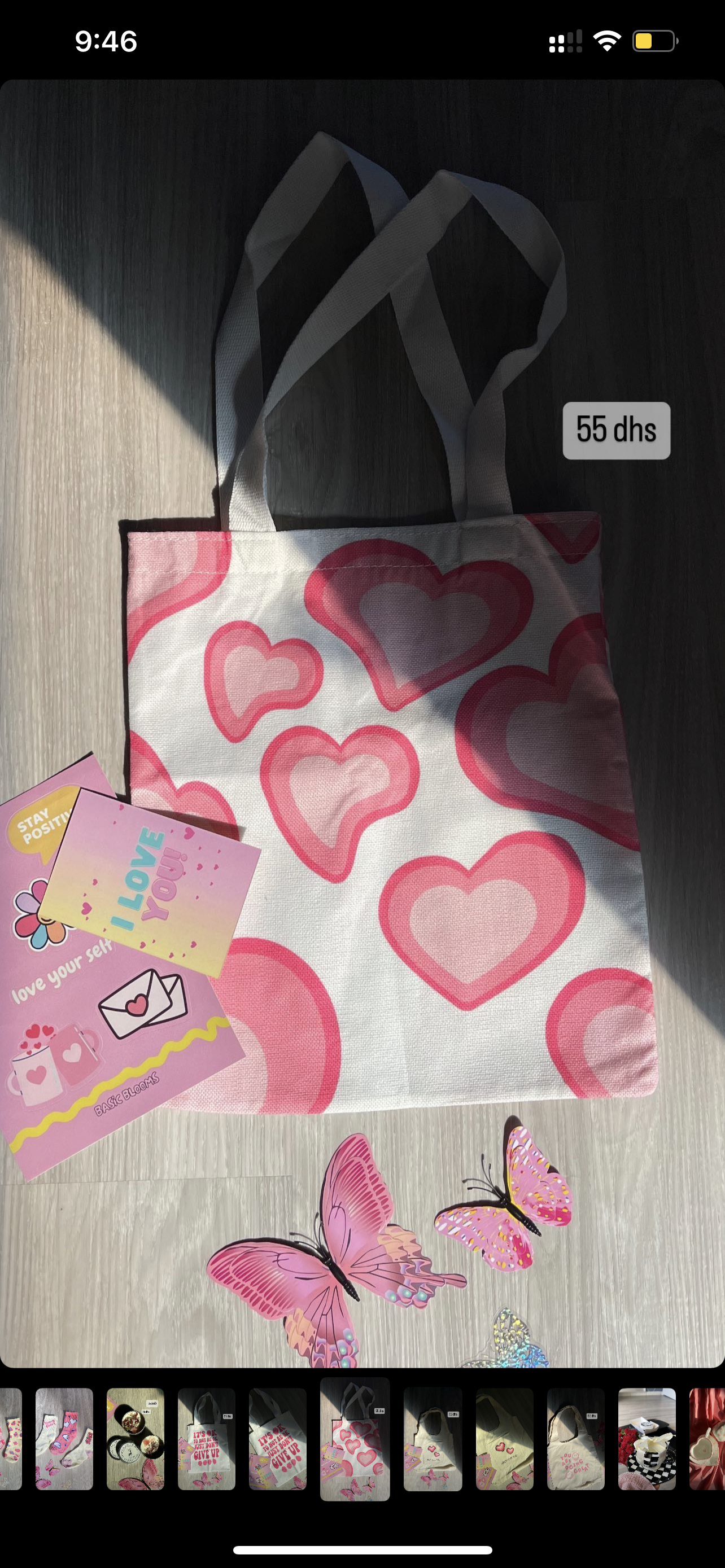 Pink hearts tote bag