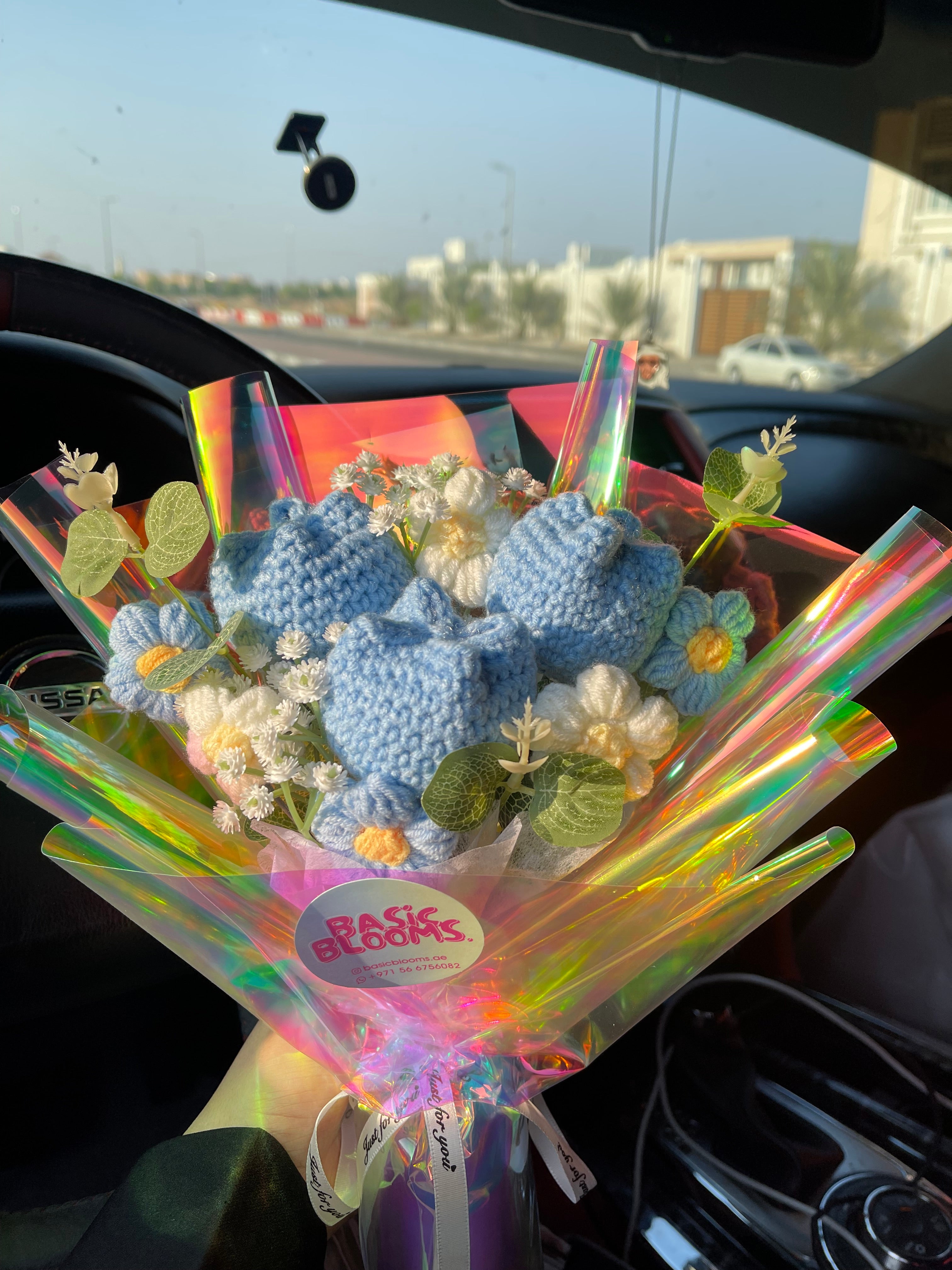 Blue Forever/Handmade Crochet flowers bouquet