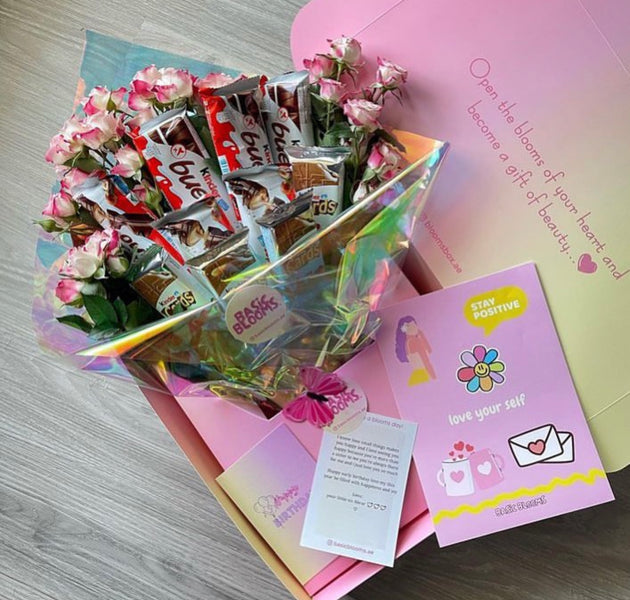 Flowers with kinder box