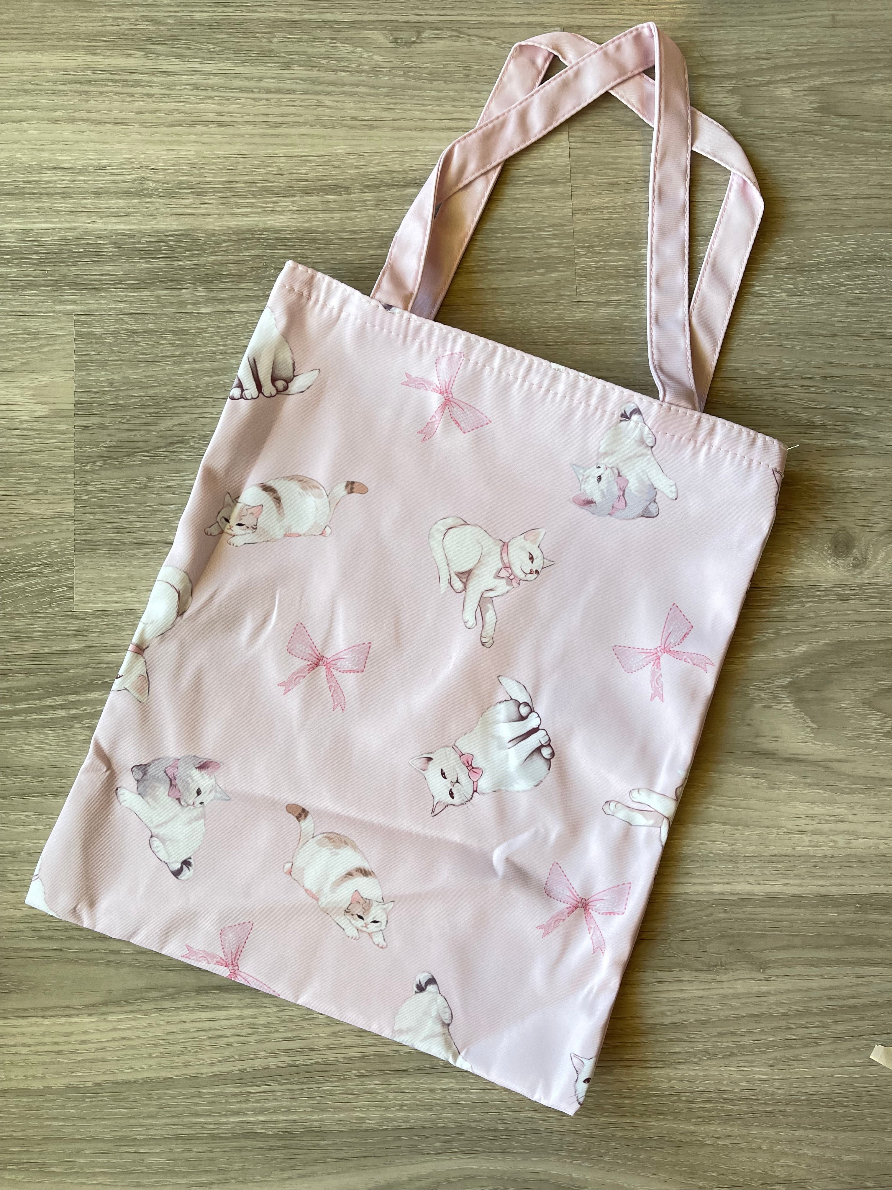 Bows & cats pink tote bag