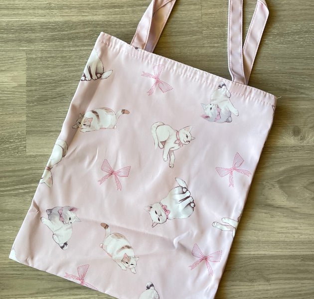 Bows & cats pink tote bag