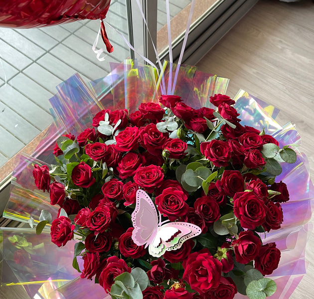 Big red baby rose bouquet