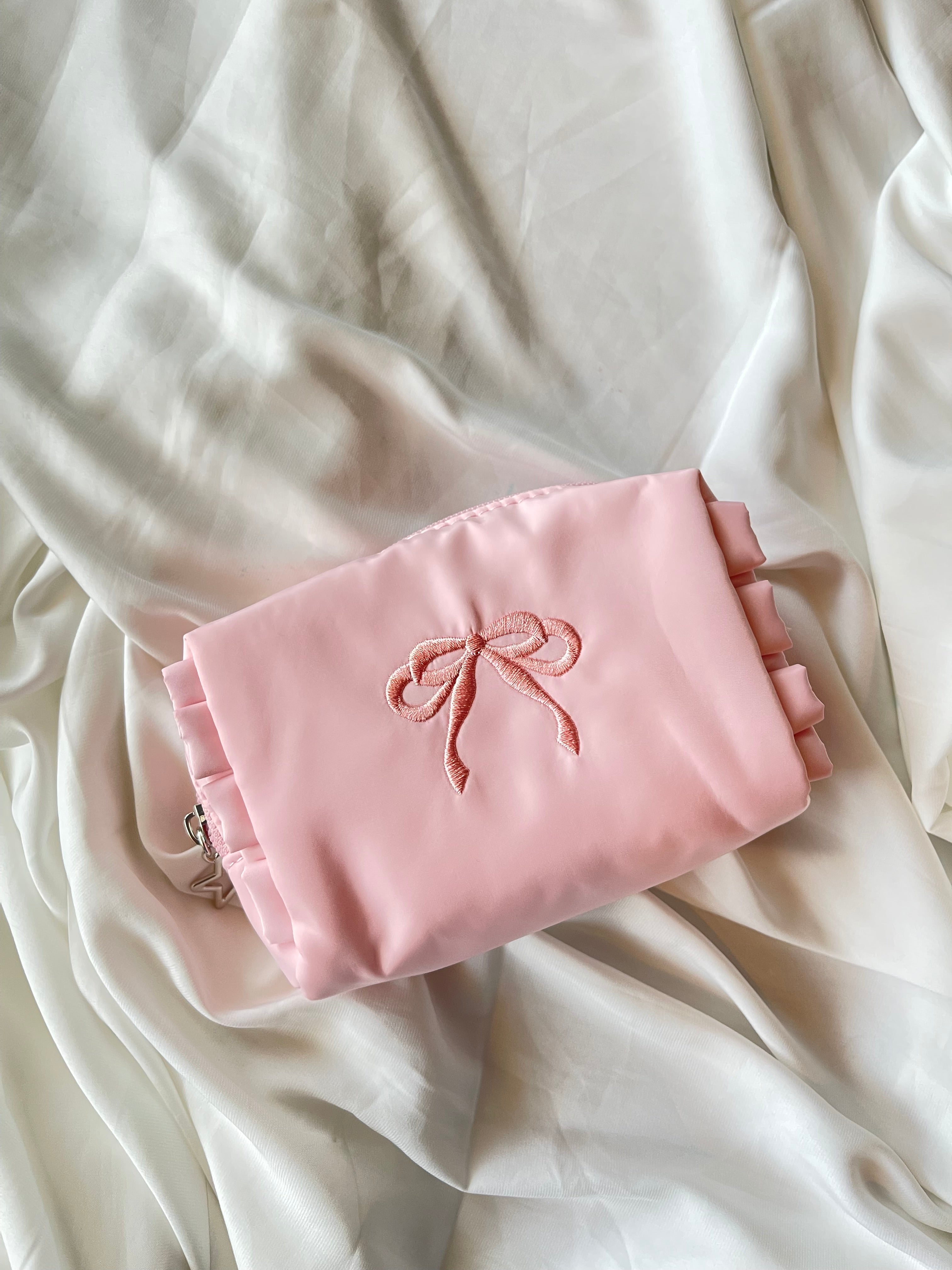 Pink bow makeup/skincare bag🎀