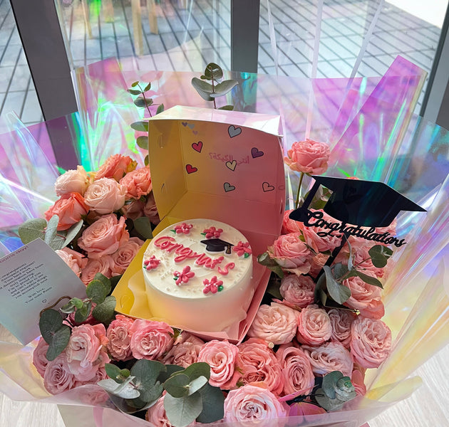 Flowers bag with full cake size