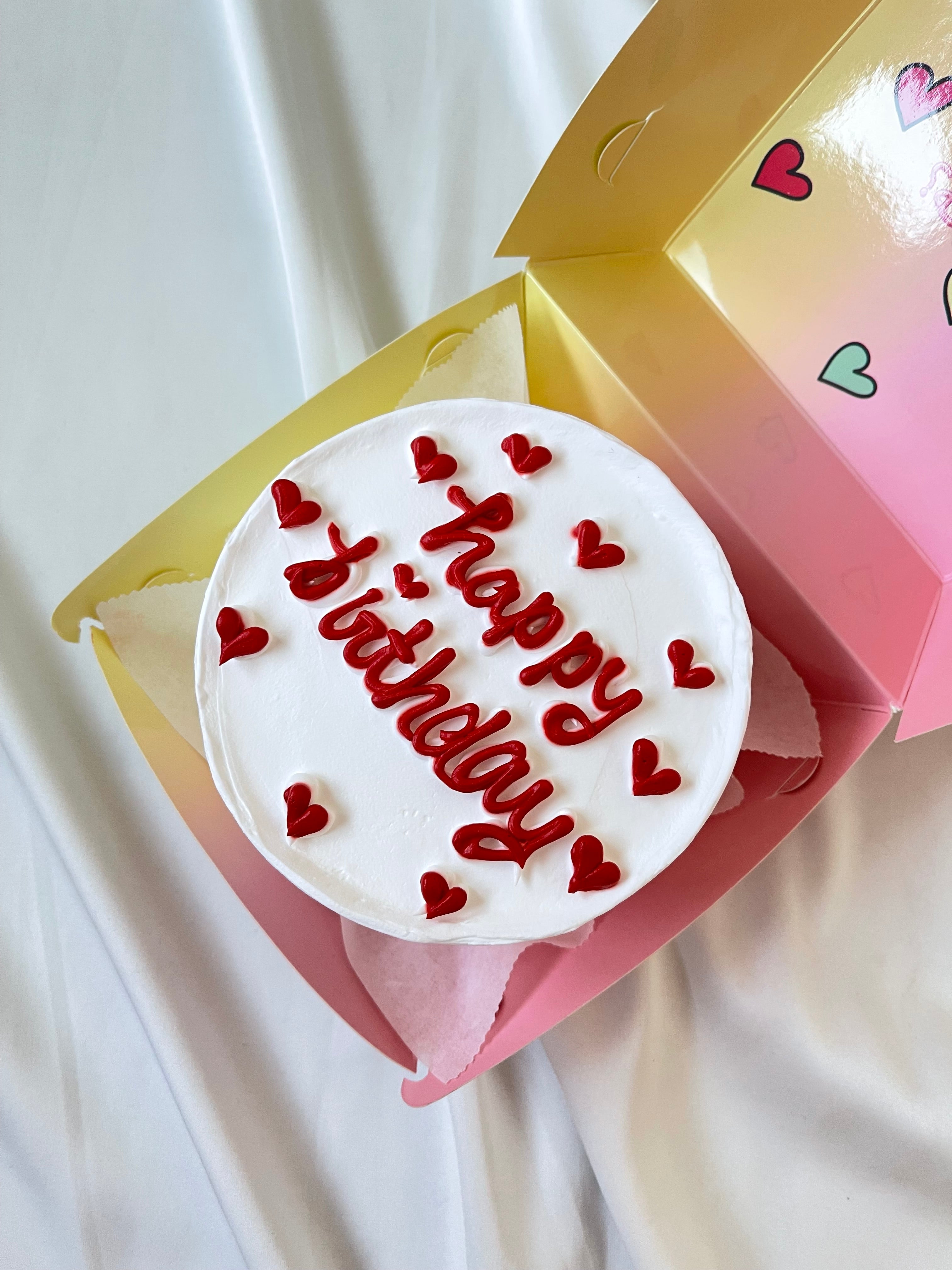 Red hearts cake